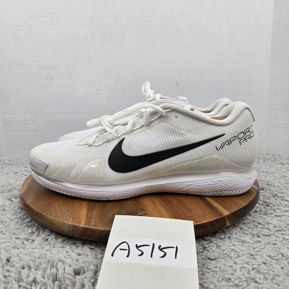 Nike Mens 10.5 Court Air Zoom Vapor Pro HC White Black Tennis Shoe CZ0220-124